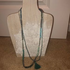 Aqua blue 2 piece set - necklaces or wrap bracelet